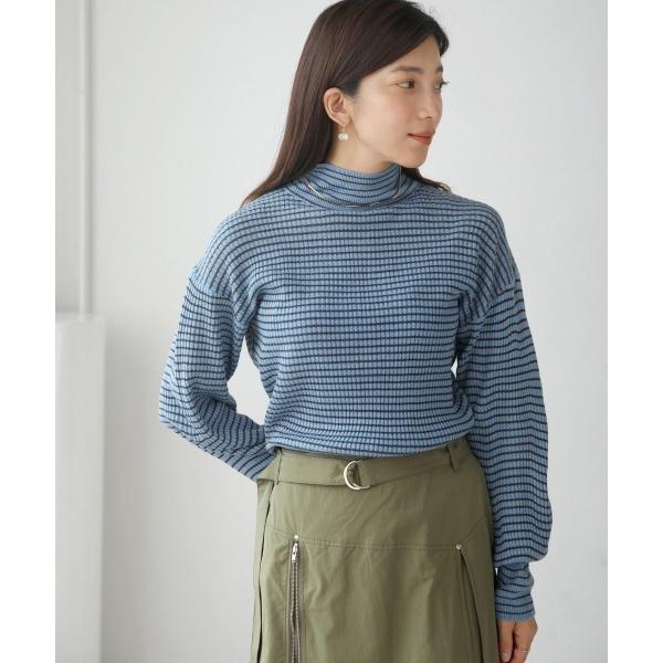 tシャツ バルーンスリーブモックネックリブプルオーバー レディース