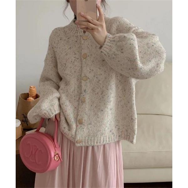 ニット セーター ミックスカラーゆるシルエットニットカーディガン レディース