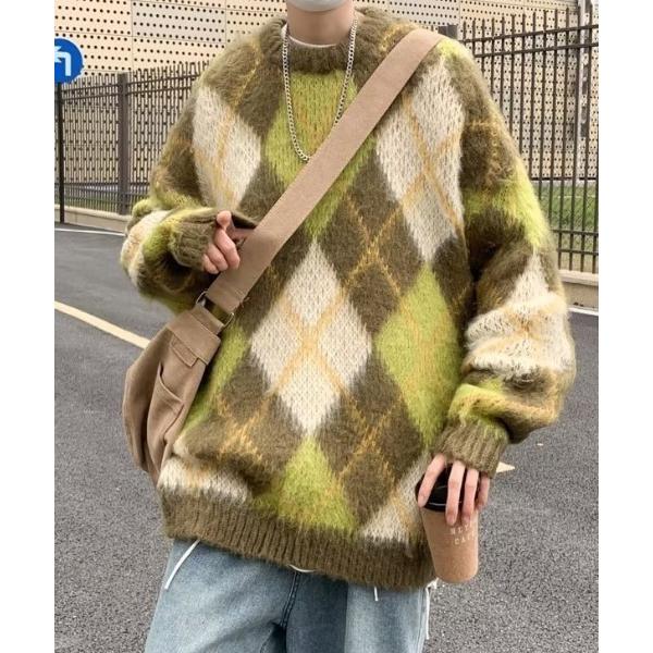 セーター ニット 「新色登場」アーガイルチェックニット メンズ レディース