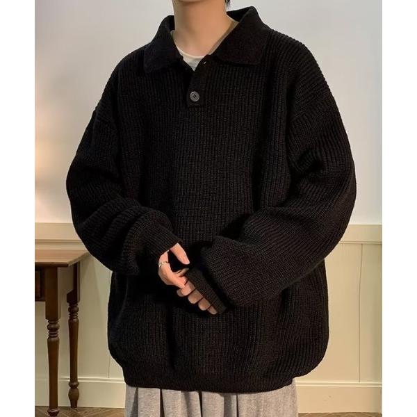 ニット セーター オーバーサイズニットポロ レディース メンズ