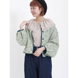 ジャケット ノーカラージャケット 花柄カットジャカードジャケット