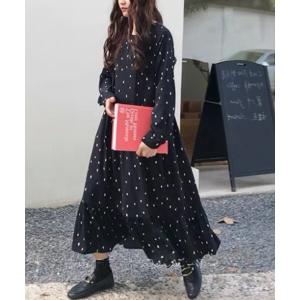 ワンピース 「サイズあり」ドット柄 フリルオーバ...の商品画像