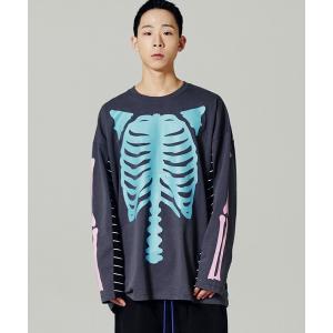 tシャツ LIBERE リベーレ / PARADOX BONE SLEEVE TEE パラドックスボーンプリントビッグシルエットロンT / 235208-235209 メンズ レディース