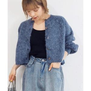 カーディガン 「wool」シャギーショート丈カーディガン レディース