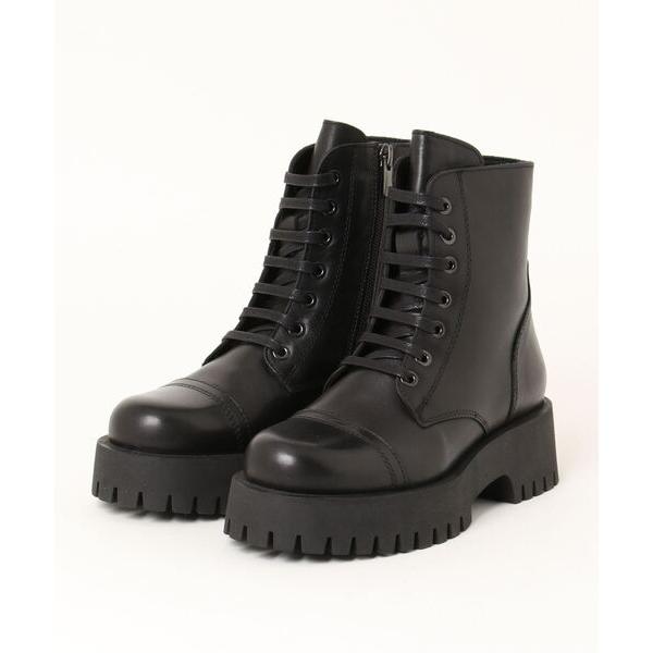 ブーツ 「QUSHELI」厚底タンクソールレースアップブーツ(E3028R) レディース