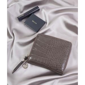 財布 Pisoraro クロコ型押し　ラウンドファスナーミニ財布 レディース