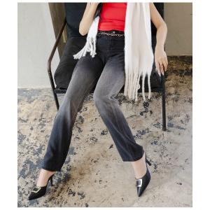 ジーンズ デニム デニムパンツ グラデーションブラックデニムパンツ レディース