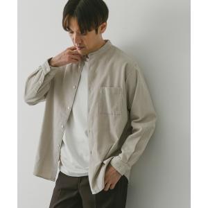 シャツ ブラウス コーデュロイバンドカラーシャツ