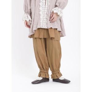 パンツ リネン裾フリルギャザーパンツ
