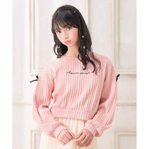 ニット セーター ショルダーリボン ロゴ刺繍ショ...の商品画像