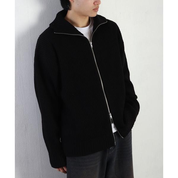 セーター ニット ラーベン畦オーバーサイズWZIPUPドライバーズニット メンズ レディース