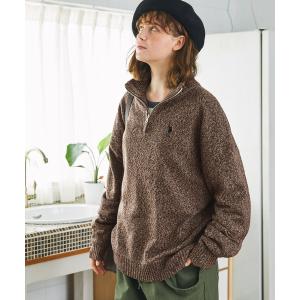 ニット セーター U.S. POLO ASSN. 別注 ハーフジップメランジニットプルオーバー レディース メンズ