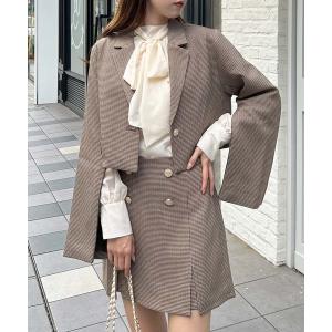 ジャケット テーラードジャケット 袖スリットファスナーショートジャケット(セットアップ対応)