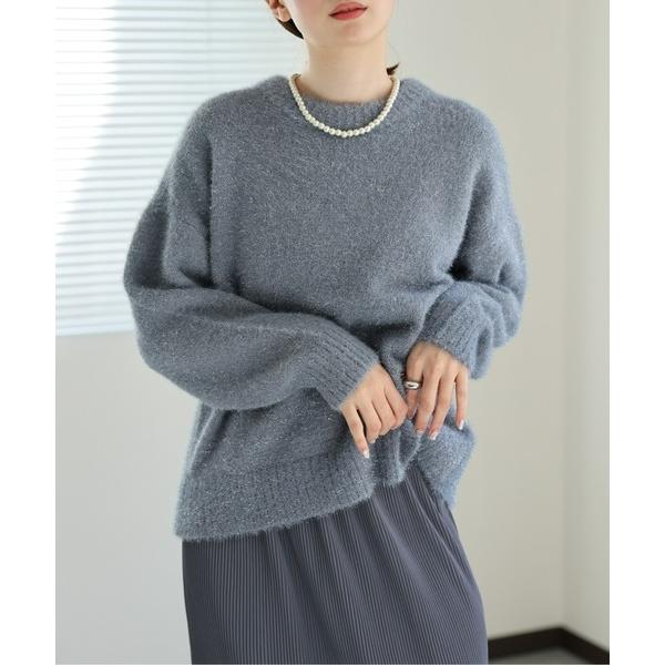 ニット セーター ラメフェザー天竺ニット/ラメ/きらきら レディース