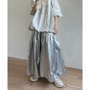 レディース スカート metallic gatherer flare skirt / メタリックギャザーフレアスカート