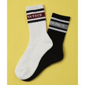 靴下 「THE NORTH FACE/ザノースフェイス」2Pミッドソックス ストライプロゴ/2足組靴下 メンズ レディース