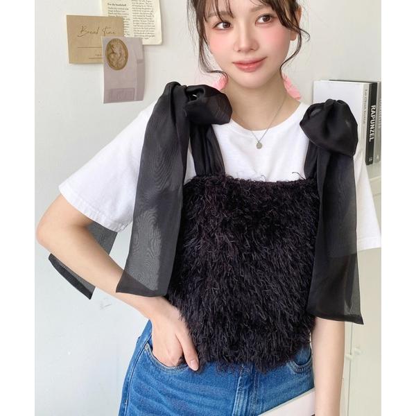 オーガンジーリボンフリンジビスチェ レディース