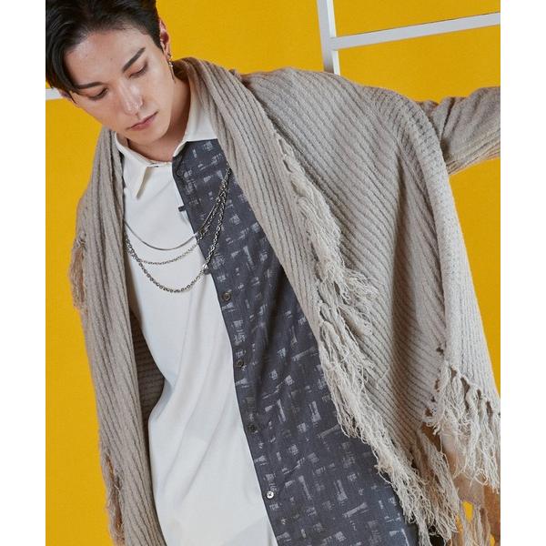 カーディガン 「NO ID.」Cable Knit 3-Way Fringe Gown / ケーブル...