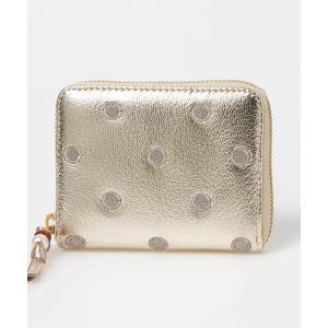 財布 ペルケ perche / ドット刺繍ラウンドパームフィットウォレット レディース