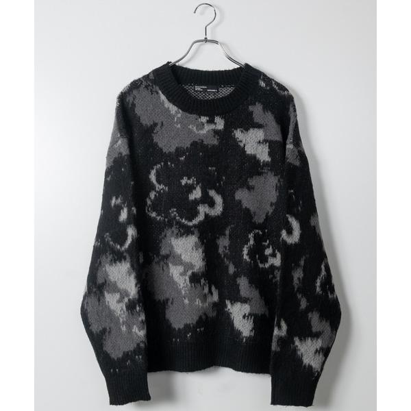 セーター ニット 「a」モヘアライク ダブルジャガード オーバーサイズ フラワーグラデーションニット...