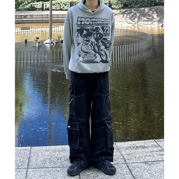 パーカー 「NOMANUAL」NM AUTO HOODIE / 「ノーマニュアル」ロゴプリント長袖パ...