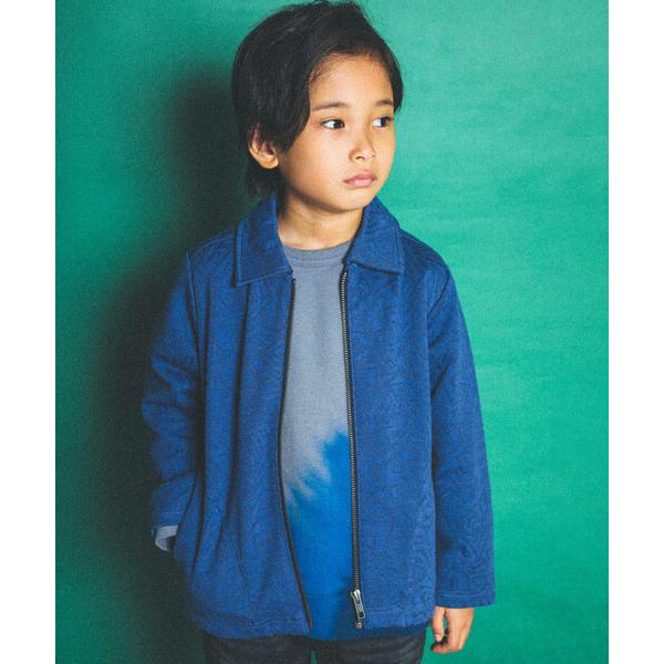 ブルゾン アウター 「お揃い」音波柄ビッグカラーニットジャガードジャケット(100~160cm) キ...