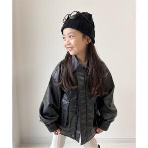 ブルゾン アウター 「KIDS」フェイクレザーブルゾン キッズ 子供服 男の子 女の子