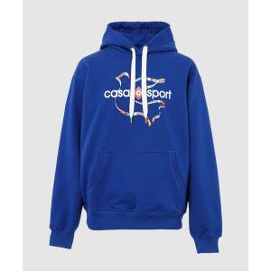 メンズ パーカー BLUE LOOPBACK DRAPEAU DE COLLOMBES PRINTED HOODED SWEATSHIRT｜zozo