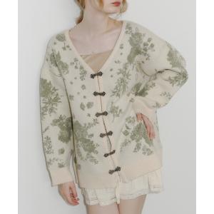 カーディガン flower china cardigan/花柄ジャガードカーディガン レディース