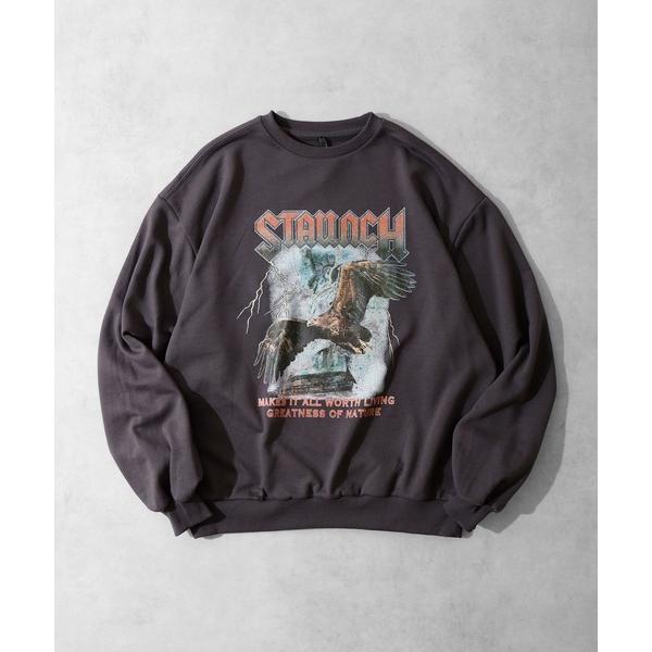 スマホショルダー トレーナー スウェット 裏毛 ROCK/MOTORCYCLE PRINT クルーネ...