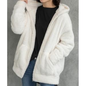 ブルゾン アウター ボアフード ジップ パーカー レディース