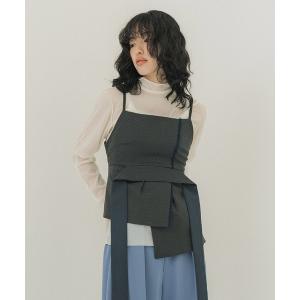 キャミソール ダマスクジャガードアシメキャミ