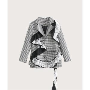 ジャケット テーラードジャケット Chidori Lace Frill Jacket千鳥レースフリルジャケット レディース