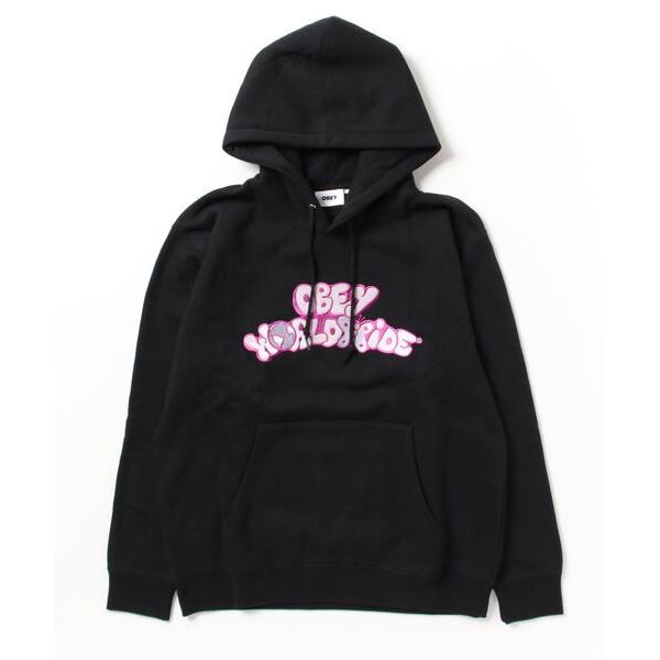 パーカー OBEY/オベイ　刺繍ロゴ入り裏起毛プルパーカー メンズ レディース