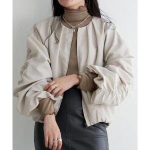 ブルゾン アウター 袖ギャザーブルゾン レディース