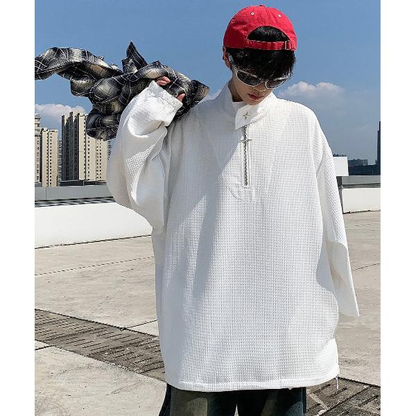 「neos -addictive design-」ルーズシルエット クロスチャーム ハーフジップ ア...