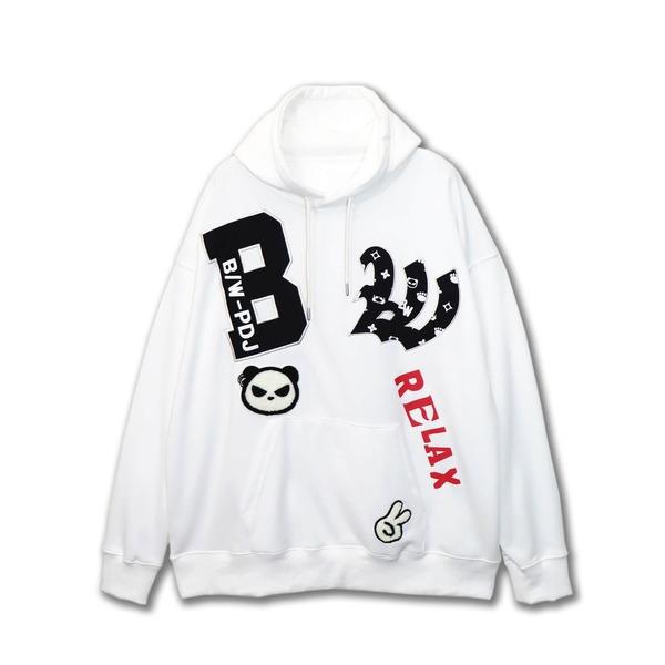 パーカー B/W-PDJ RELAX  / アップリケ風発砲プリントルーズパーカー(M2) メンズ ...