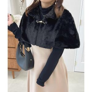 ポンチョ フェイクファーショートポンチョ
