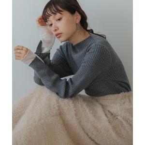 ニット セーター チュールレイヤードリブニット レディース