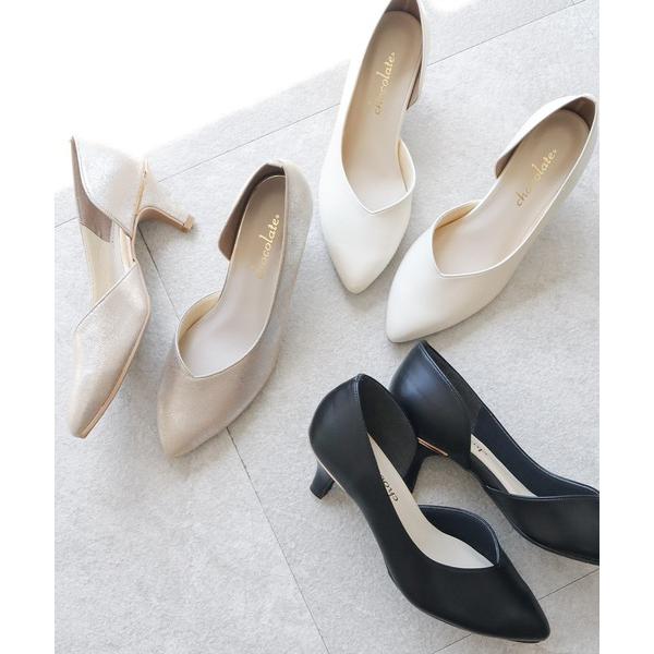 パンプス サイドオープンパンプス「日本製」