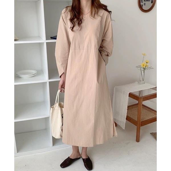 ワンピース バックコードコットンワンピース