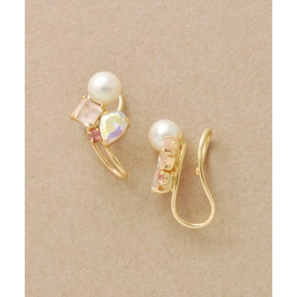 イヤリング 「 フワットイヤリングス」K10　ピンクストーン　イヤリング　(YG) レディース