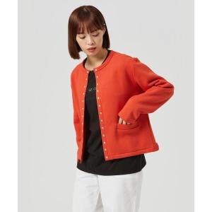 【Y8】agnes b. カーディガンプレッション　サイズS オレンジ agnes b.（アニエスベー）の「M001 CARDIGAN カーディガンプレッション