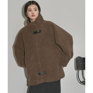 コート アウター スタンドネックフェイクシープボアミドルコート レディース