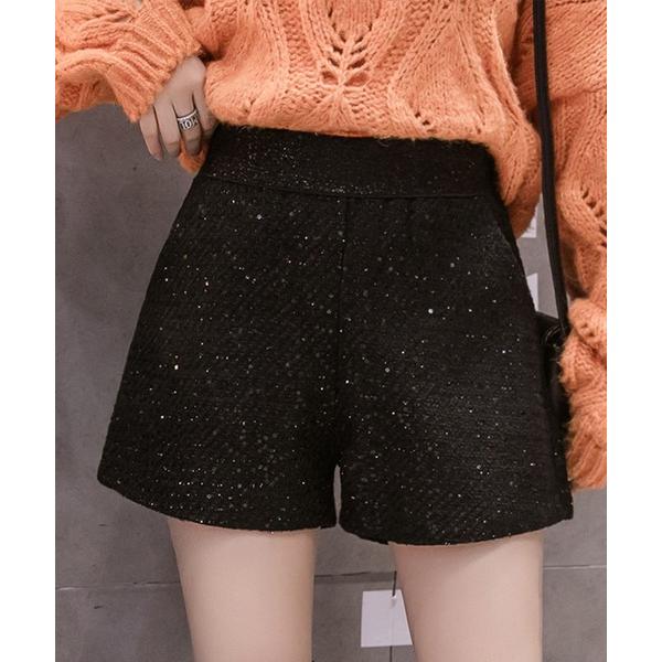 パンツ ラメツイードショートパンツ レディース