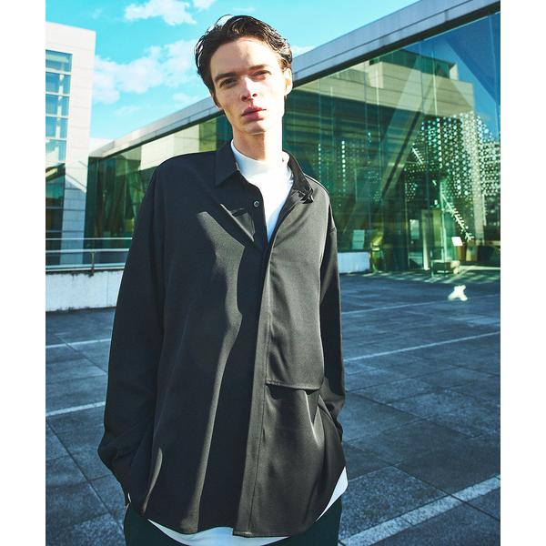 シャツ 「AH ABAHOUSE / セットアップ対応」トロミ生地 ヨークデザイン 長袖シャツ メン...