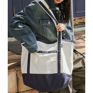 トートバッグ 「retock's」配色グローサリーバッグ  ヴィンテージライクゴールドDカン付 キャンバスビッグトート レディース メンズ