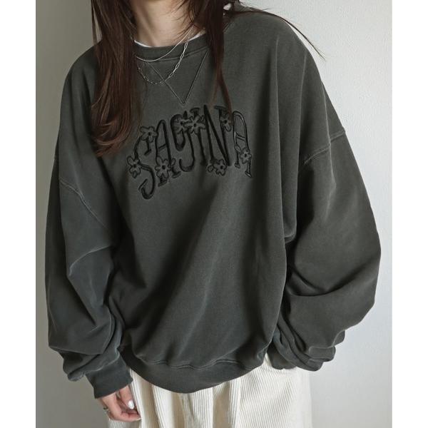 トレーナー スウェット ヴィンテージライク刺繍ピグメントスウェット レディース