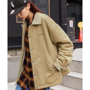 ブルゾン アウター 「retock's」ロゴ刺繍 ヘビーコーデュロイ/裏ボア ビッグシルエットコーチジャケット メンズ レディース