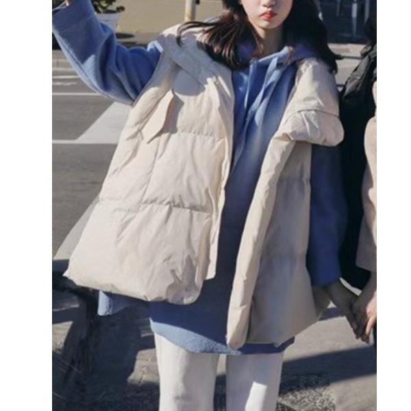 ダウンベスト ベスト オーバーサイズ スタンドカラーエコダウンベスト レディース